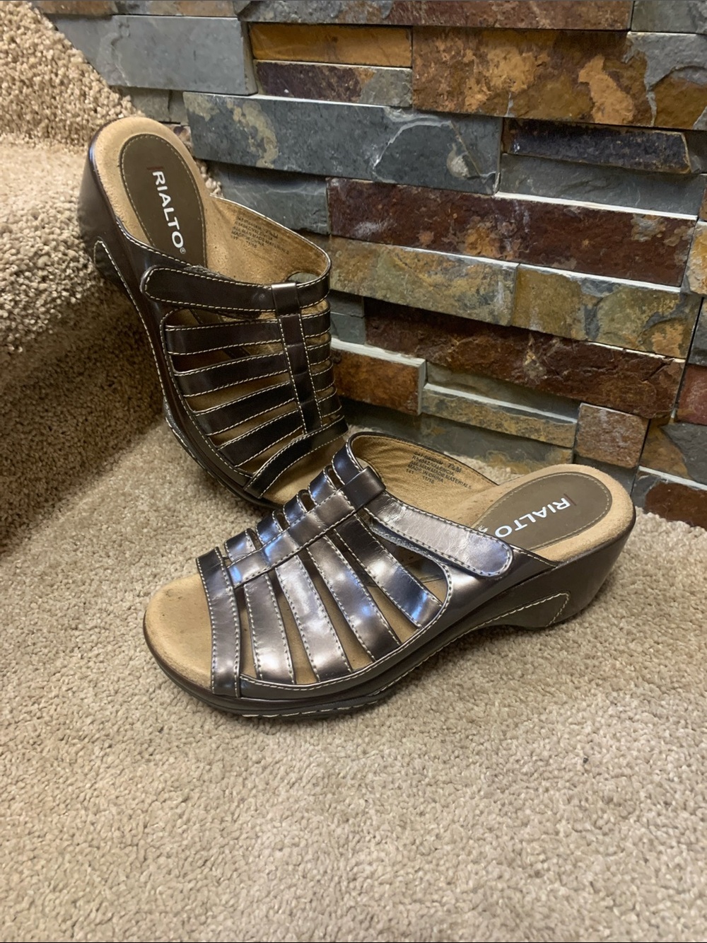 Rialto Metallic Bronze Slip-On Wedge Mules 7.5m